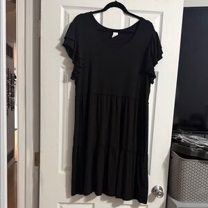 Black Knit Tiered Dress
